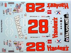 NASCAR DECAL #28 HARDEE’S 1983 PONTIAC LeMANS CALE YARBROUGH DAYTONA WINNER 1/24