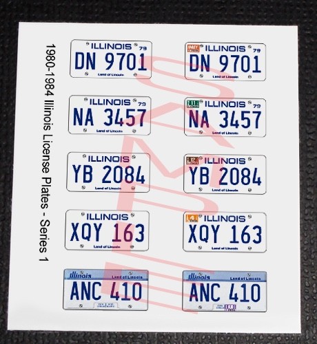 1980 – 1984 ILLINOIS miniature LICENSE PLATES for 1/25 scale MODEL CARS