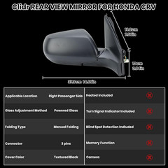 New Front Mirror Passenger Side For 2012 2013 2014 2015 2016 Honda CRV Non-Heate
