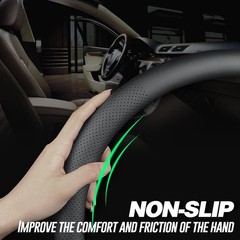 Lkwlikei Nappa Premium Leather Car Steering Wheel Cover Non-Slip Breathable