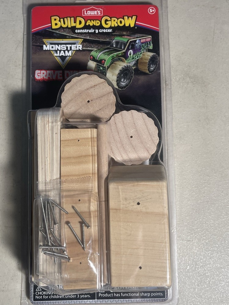 Grave Digger Monster Jam Wooden Truck Kit Lowes Build & Grow 2017 New Old Stock