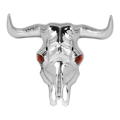 Gg Grand General 90094 Chrome Plastic Large Long Horn Stick-On Emblem