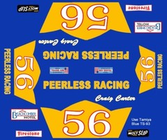 #56 Craig Carter Peerless Racing Camaro 1/24th – 1/25th Scale Decals
