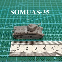 French SOMUAS-35 Tank, 3D Printed ,1/144 Scale Mini Tank Model,Resin