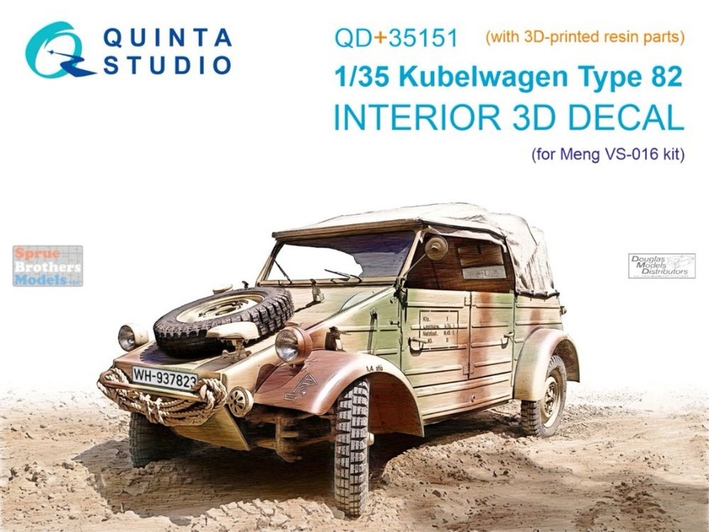 1/35 Quinta 3D Interior Decal #35151R Kubelwagen Tp.82 W/Resin For MENG