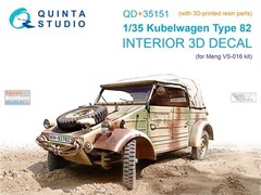 1/35 Quinta 3D Interior Decal #35151R Kubelwagen Tp.82 W/Resin For MENG