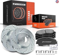 A-Premium 11.65 inch (295.8mm) Front Drilled and Slotted Disc Brake Rotors +