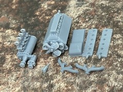 Resin Supercharged V-12 Flathead engine for scale model cars, 1/24 1/25 scale.