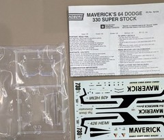 PIECES decals, glass, misc – Lindberg 1964 Dodge 330 Super Stock 1:25 Kit 72174