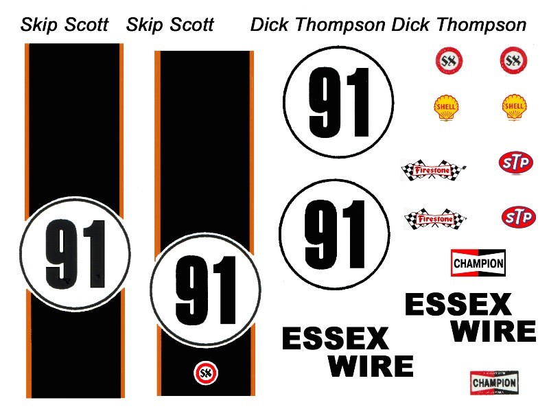 #91 Carroll Shelby Essex Wire Cobra 1965 1/24th – 1/25th Scale Decals