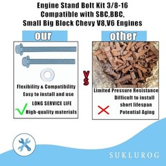 Engine Stand Bolt Kit 3/8-16 Compatible with SBC 305 327 350 383 5.0L 5.7L BBC