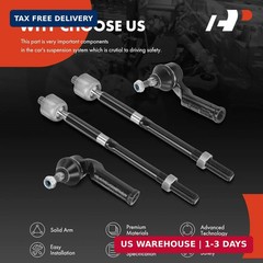A-Premium Set of 4, Front Inner & Outer Tie Rod End Kits, Compatible with Ford F