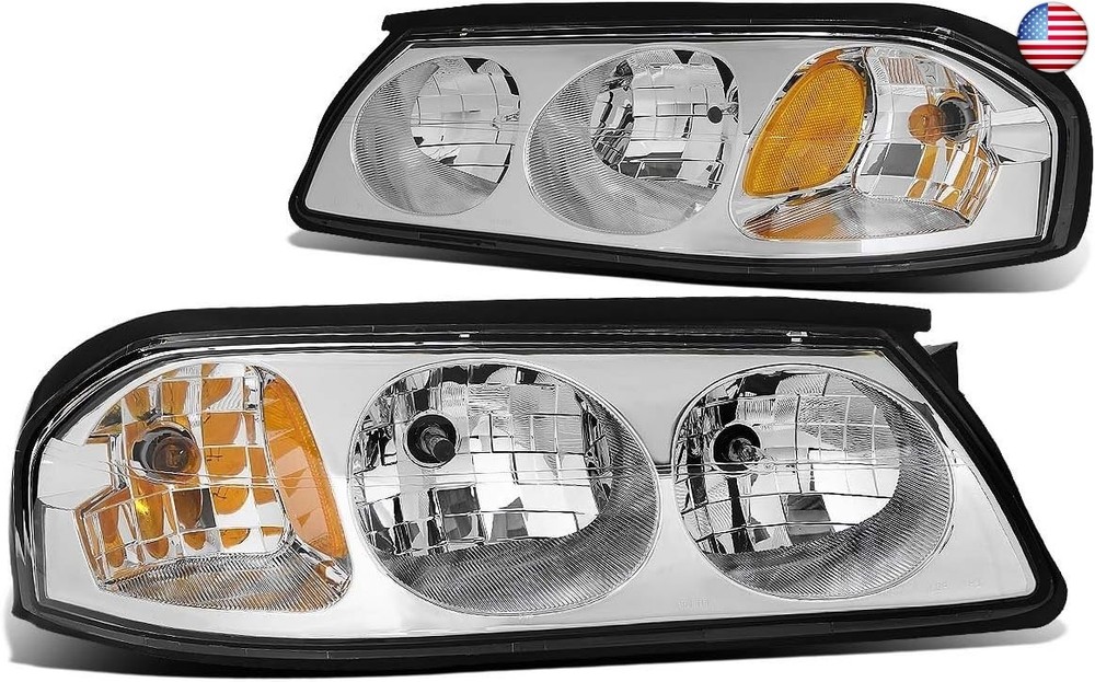 DNA MOTORING HL-OH-CI00-CH-AM Chrome Amber Headlights Compatible with 00-05