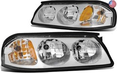 DNA MOTORING HL-OH-CI00-CH-AM Chrome Amber Headlights Compatible with 00-05