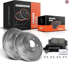 A-Premium 11.49 inch(291.85mm) Rear Drilled & Slotted Disc Brake Rotors +