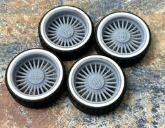 Resin 22 In. “Lincoln 3” Restomod Wheels, W/ One Inch Whitewalls,1/24 1/25 Scale