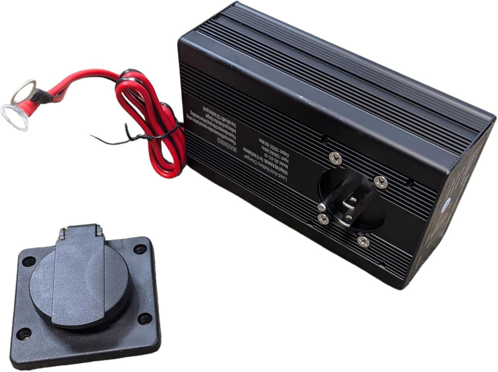 10 Amp Panel Mount 12V Battery Charger for Hydraulic Dump Trailer, Car, Marine.