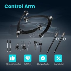 10PCS Front Upper Control Arms with Ball Joint Suspension Kit Tie Rod Ends
