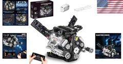 V8 Engine Model Kit with LED Lights & App Control – 715 PCS STEM Experience