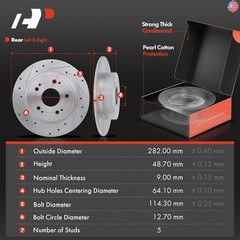 A-Premium 11.09 inch (282 mm) Rear Drilled and Slotted Disc Brake Rotors +