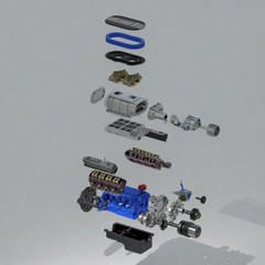 1/25 Scale 3D Resin 289-302 Ford Supercharged Engine with Transmission