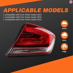 Outer Tail Light Assembly Right Side Compatible with 2013 2014 2015 Civic
