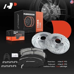 A-Premium 11.10 in (282mm) Front Drilled and Slotted Disc Brake Rotors +