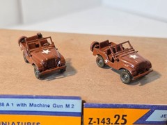 ROCO HO Minitanks Z-143.25 – (2) Jeep M 38 A 1 NO MACHINE GUN Customized Austria