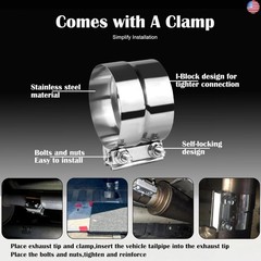 4 Inch Exhaust Elbow Tip with a Clamp, Chrome Structure,4” Inlet 6” Outlet