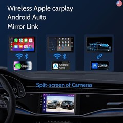 9 inch Wireless Double Din Car Stereo,with Apple CarPlay and Android Auto Radio
