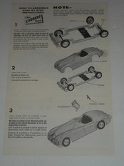 LINDBERG JAGUAR XK 120 Model No. 609-39 Instruction Sheet ONLY 1962 Original