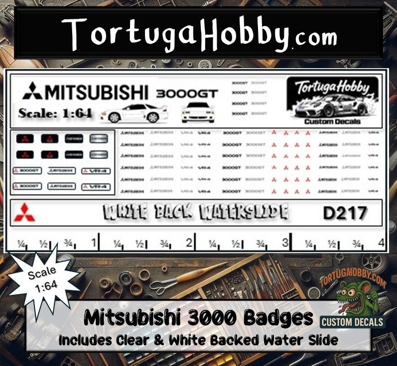 1:64 Scale Mitsubishi 3000 Badges & Emblems – Waterslide Decals