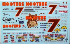 NASCAR DECAL # 7 HOOTERS 1993 FORD THUNDERBIRD ALAN KULWICKI 1/24