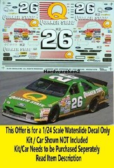 NASCAR DECAL #26 QUAKER STATE 1995 FORD THUNDERBIRD BRETT BODINE 1/24 SLIXX