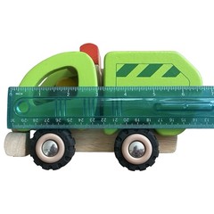Goki Green Garbage Truck 55964 Wooden Toy Germany Rubber Wheels Toy Truck