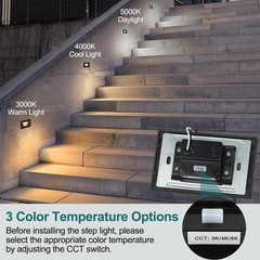3 Color Low Voltage 12V-24V LED Step Lights Indoor and Outdoor, 3.5W 175lm Stair