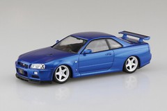 Aoshima 1/32 NISSAN SKYLINE R34 GTR Custom Wheels Plastic Model Kit *BLACK*