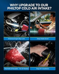 Philtop 3.5 Cold Air Intake Kit Shield Compatible Chevrolet Camaro 2010-2011 V6