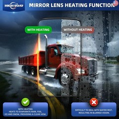 High Soar Door Main Mirror Glass Upper for Kenworth T680 T880 2013-2019,Mirror