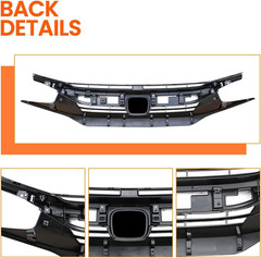 3PCS Front Bumper Grille Grill Fit for 2016 2017 2018 Honda Civic Coupe Sedan Fr