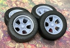 1/24 Scale: 17-inch “1980’s Camaro” model car wheels W/ Wide Rear Tires . Resin