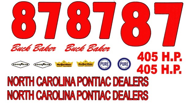 #87 Buck Baker ’63 Pontiac 1/18th Scale Nascar Waterslide Decals
