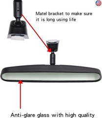 10″ Universal Interior Mirror Kit, 2024 Upgraded Anti-Glare Rear View