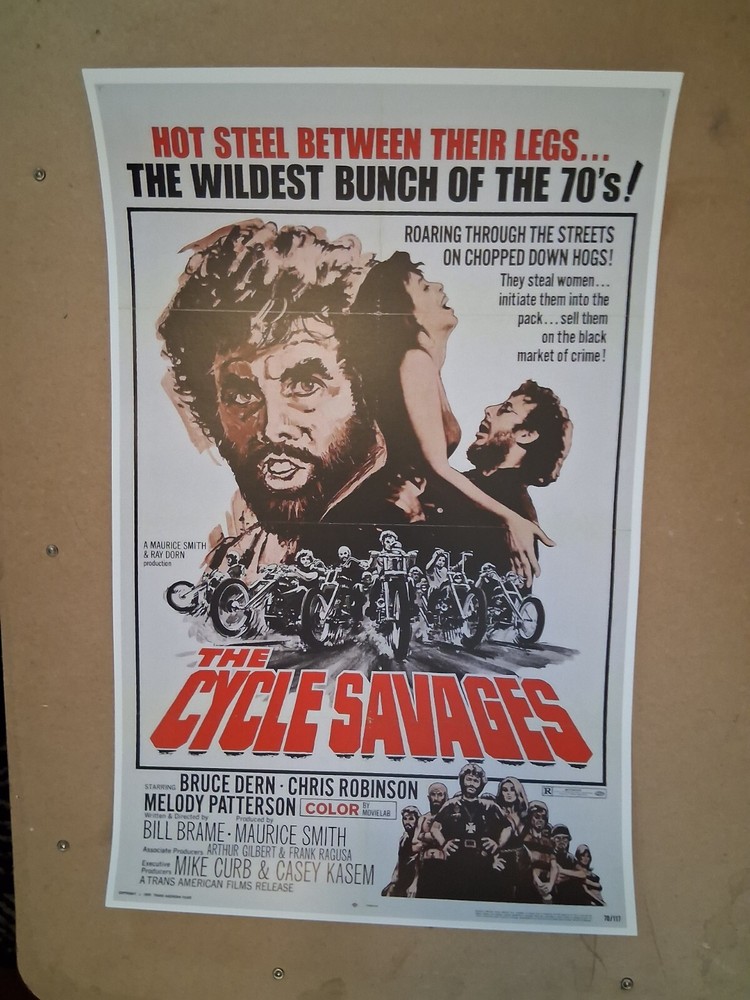 Very cool vintage 1960’s Cycle Savages movie poster 30 yr old reprint GREAT