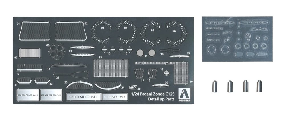 1/24 Pagani Zonda C12S Detail-Up Parts Set Plastic Model Decals AOSHIMA