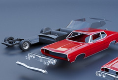 ABS-LIKE RESIN 3D PRINTED 1/25 1968 FORD GALAXIE 500 2-DOOR FASTBACK KIT