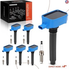 A-Premium Ignition Coil (Blue) with 3-Pins and Iridium Spark Plugs Compatible