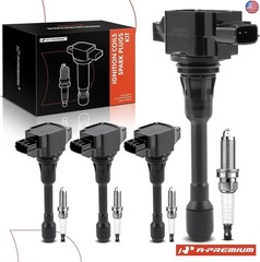 A-Premium Ignition Coil Pack and Iridium Spark Plugs Compatible with Nissan