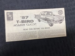 AMT 1957 Ford Thunderbird T392 T-Bird 1974 Modern Classics Instructions Vintage