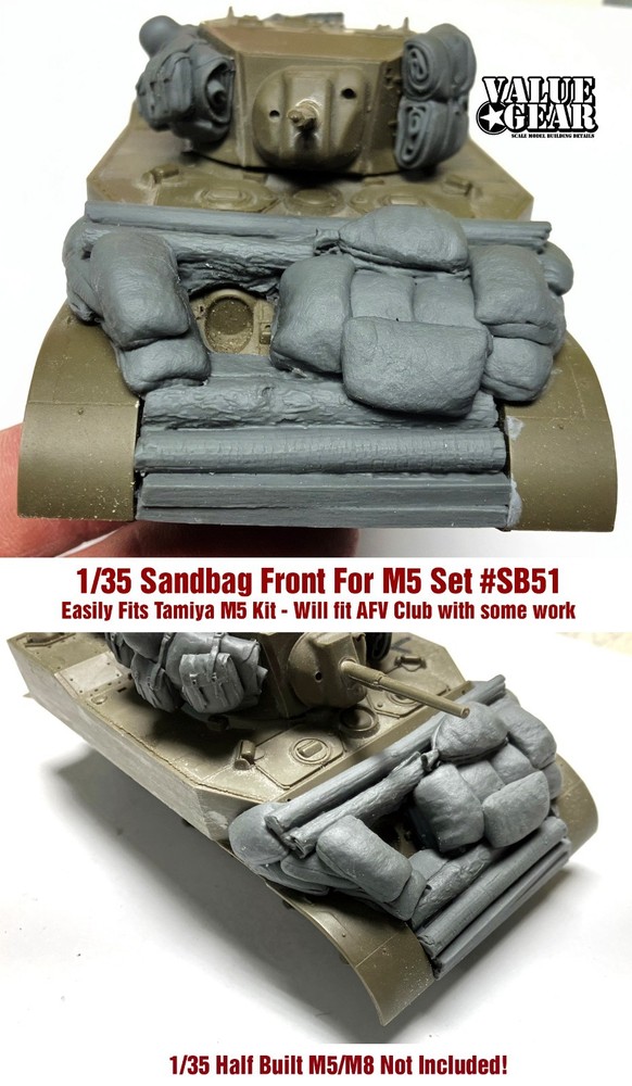 1/35 Scale Sandbag Front for M5 Stuart Fits Tamiya Kits – Value Gear – Resin